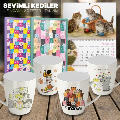 Sevimli Kediler 4 Kupa 2 Defter 1 Takvim -7 - Halkkitabevi