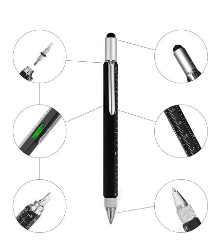 Su Terazili,Cetvelli ve Tornavidalı Mühendis Kalem Siyah