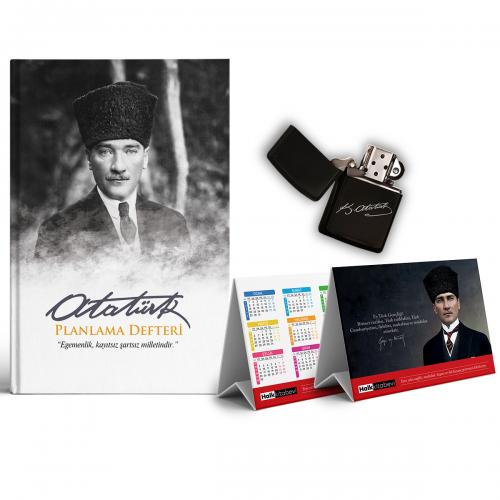 Trablusgarp Süresiz Planlama Defteri ve Benzinli Çakmak Piramit Takvim Seti