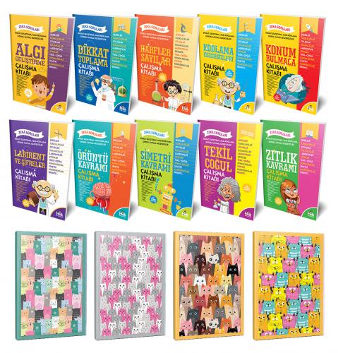 Zeka Soruları 10lu Kitap Seti ve 4 Defter -4 - Halkkitabevi