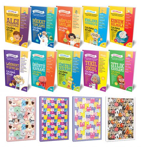 Zeka Soruları 10lu Kitap Seti ve 4 Defter -5 - Halkkitabevi