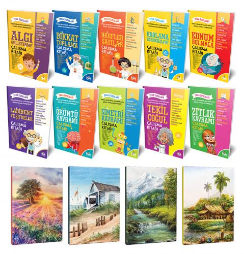 Zeka Soruları 10lu Kitap Seti ve 4 Defter - Halkkitabevi